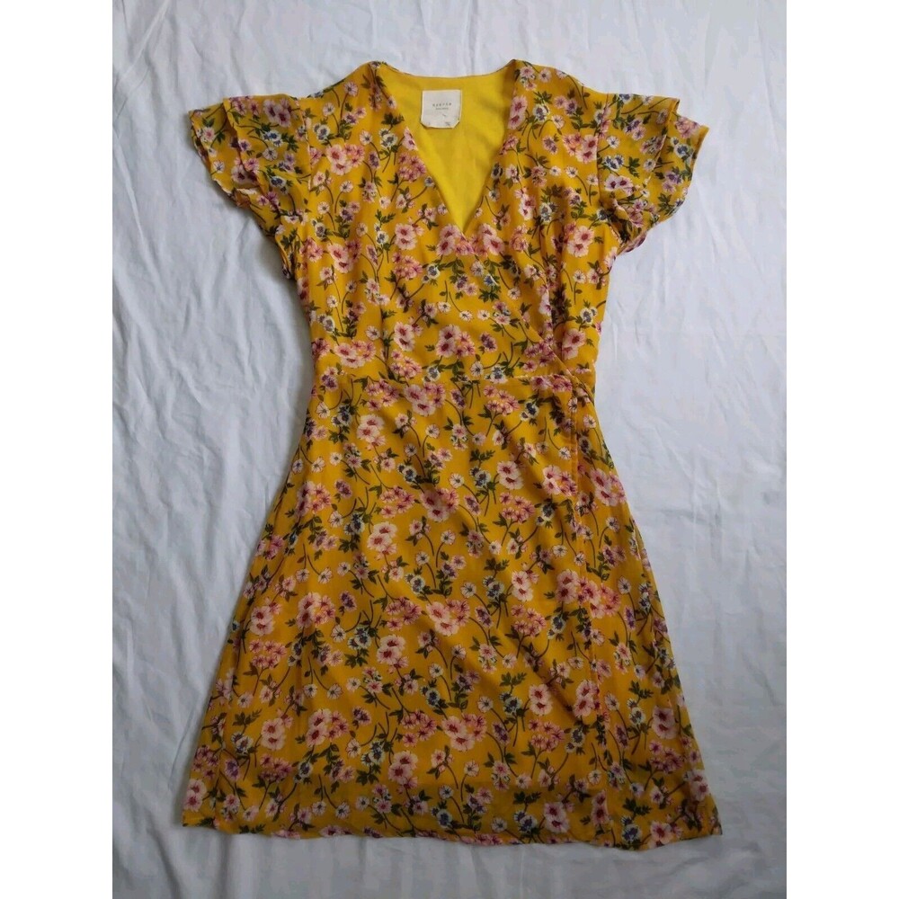 Harper Heritage Wrap Dress Yellow Floral Womens Size Small